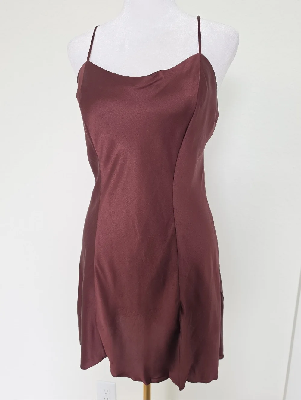90's Vintage Victoria’s Secret 100% Silk Slip Dress Plum Burgundy Satin Cowl M
